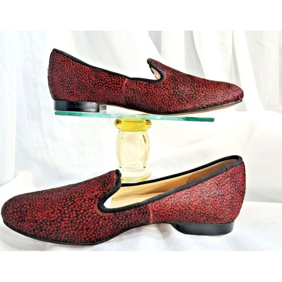 Cole Haan Shoes Womens Size 6B Sabrina Red Calf Hair Leather Slip On Loafers - Picture 1 of 12